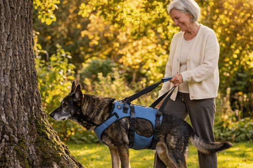chien avec harnais de soutien